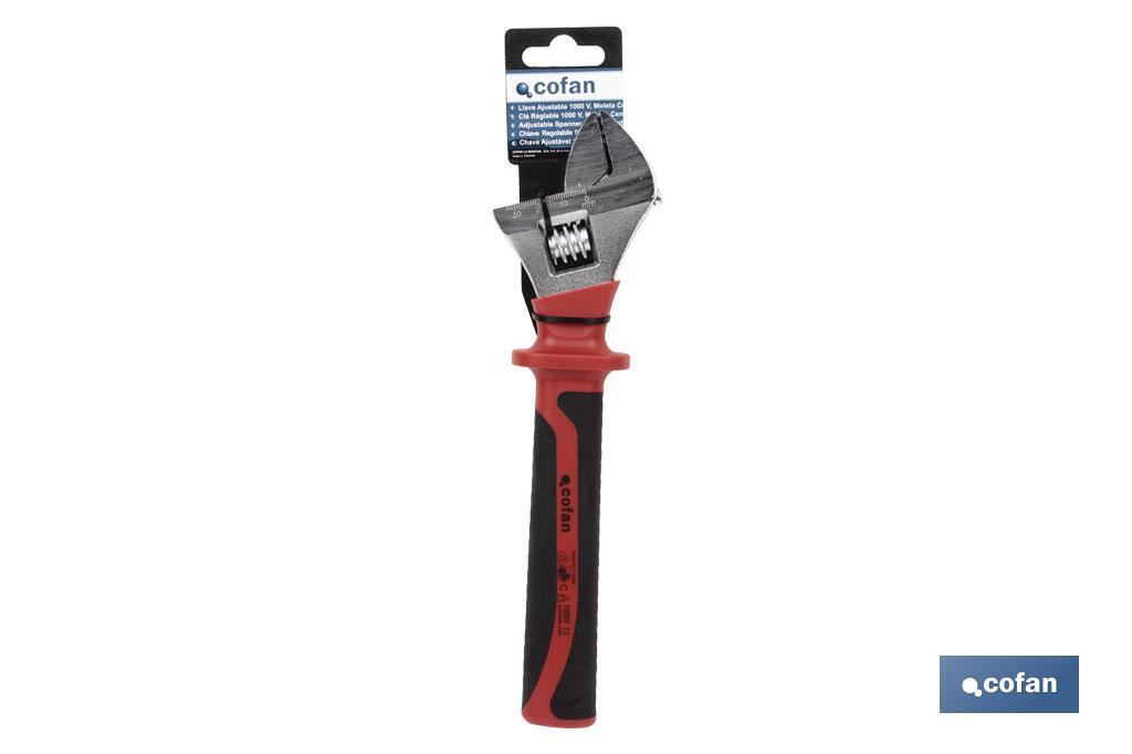 Insulated adjustable wrench with central thumb screw | 1,000 volts | Comfort handle | Available in various sizes and openings - Cofan