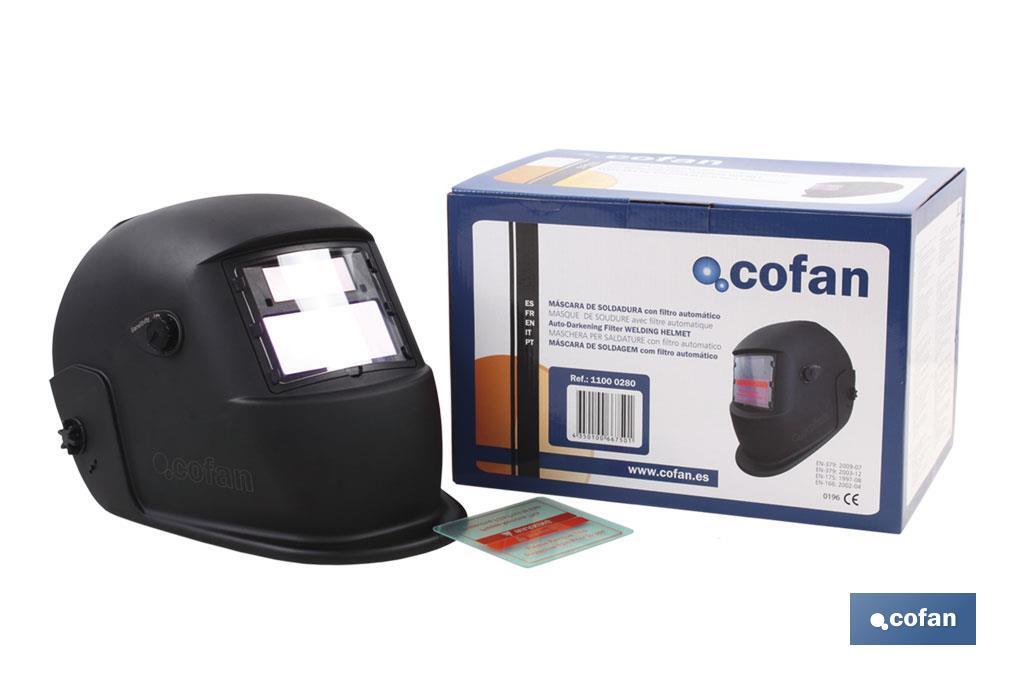 Automatic welding helmet | Suitable for ARC/MIG/MAG/TIG welding | Maximum face protection - Cofan