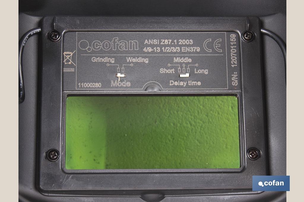 Máscara de soldar automática | Para soldaduras de tipo ARC/MIG/MAG/TIG | Máxima protección facial - Cofan