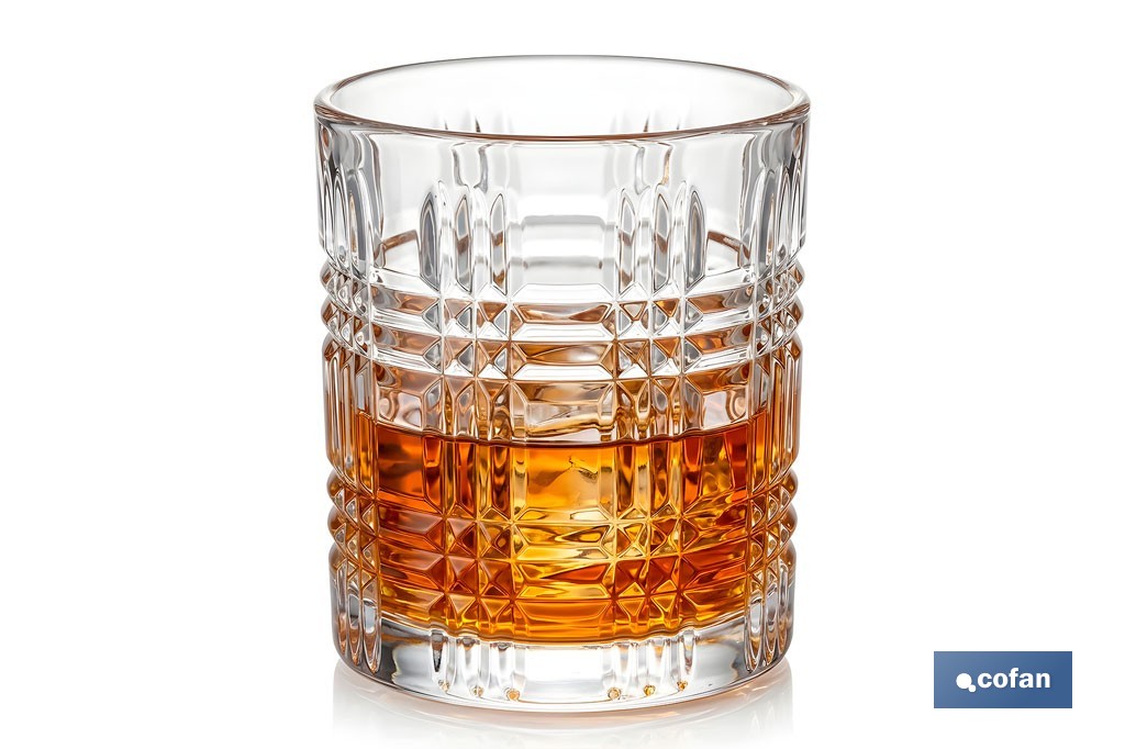 Pack de 6 vasos de agua con relieve | Capacidad: 27,5 cl | Material: vidrio | Color: transparente - Cofan