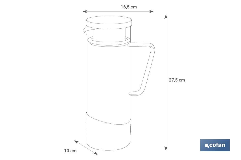 Borosilicate glass jar | 1,300ml Capacity | Several Colours | Size: 27.5 x 16.5cm ø 10cm - Cofan