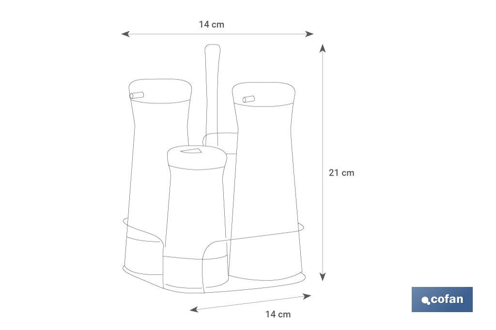 Cruet set of 4 pieces | 2-piece capacity of 230ml and 2-piece capacity of 120ml | Beige Colour - Cofan