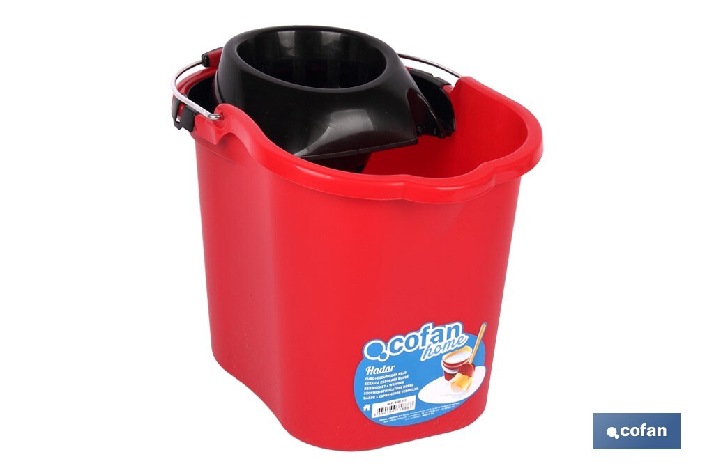 Cubo + escurridor en rojo | Capacidad 16 litros | Con asa metálica y escurridor especial - Cofan