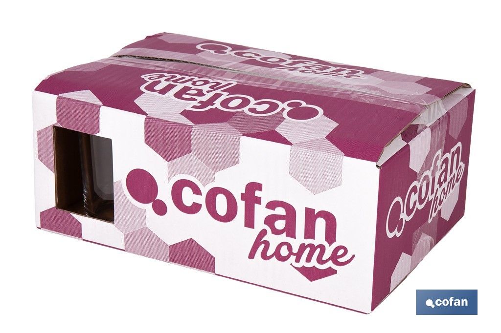Pack de 6 vasos de caña de vidrio templado | Capacidad: 200 ml | Adecuado para cerveza, agua, refrescos y zumos - Cofan