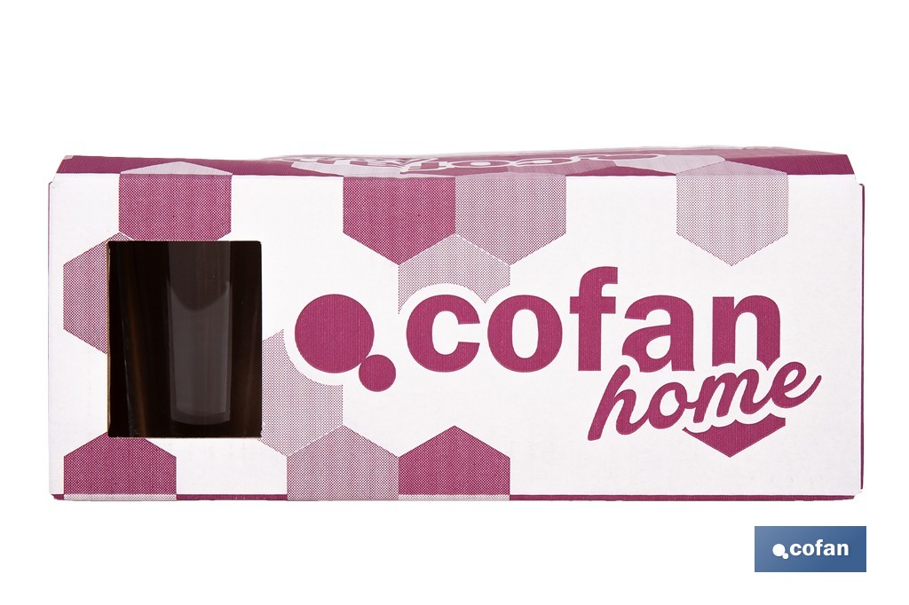 Pack de 6 vasos de caña de vidrio templado | Capacidad: 200 ml | Adecuado para cerveza, agua, refrescos y zumos - Cofan