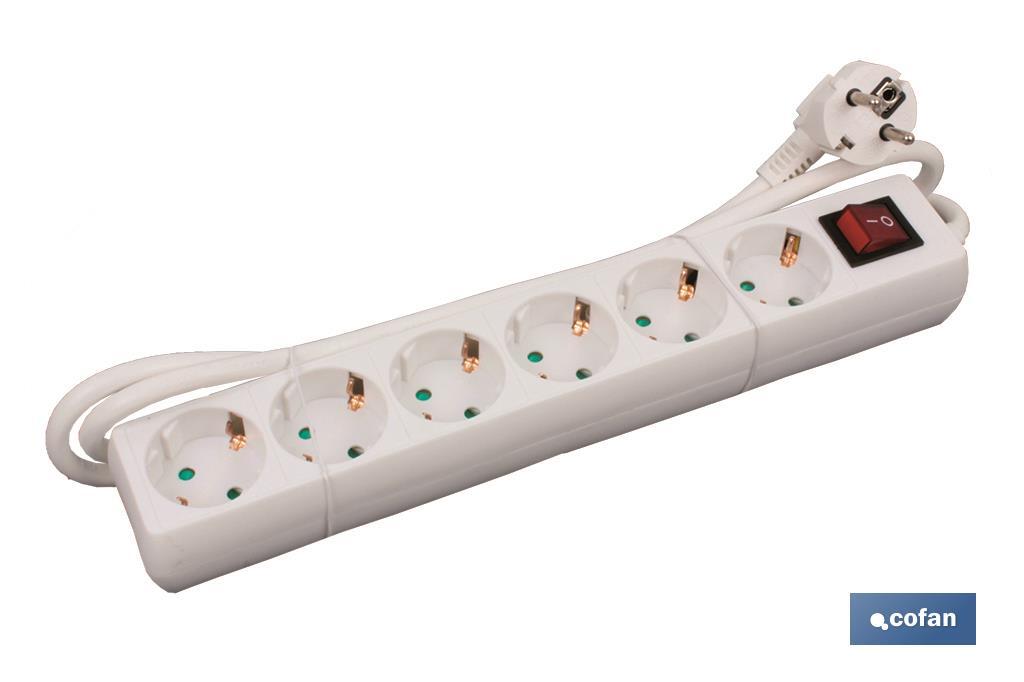 Power strip with 6 outlets | Cable of 1.4m in length | Power switch - Cofan