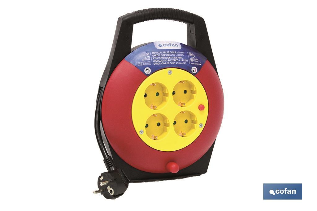Cable Reel with 4 Sockets | Cable Length: 7m | Cable section: 3 x 1.5mm - Cofan