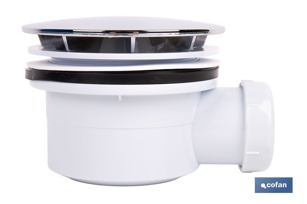 Válvula sifónica para plato de ducha | Orificio de Ø90 mm | Salida de Ø40 mm | Junta cónica reductora de Ø32 mm - Cofan