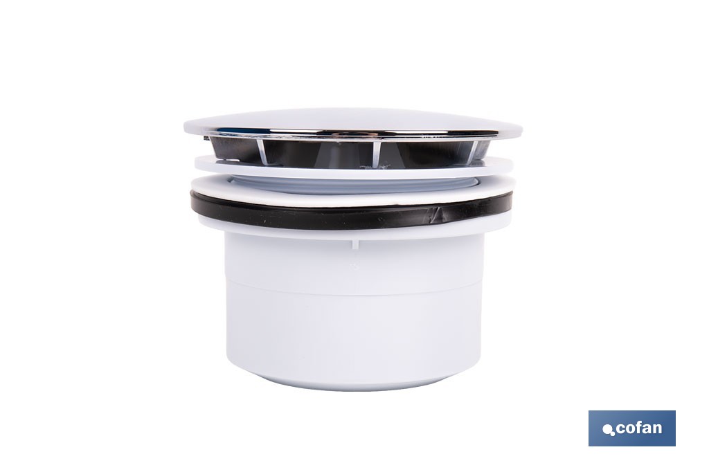 Válvula sifónica para plato de ducha | Orificio de Ø90 mm | Salida de Ø40 mm | Junta cónica reductora de Ø32 mm - Cofan