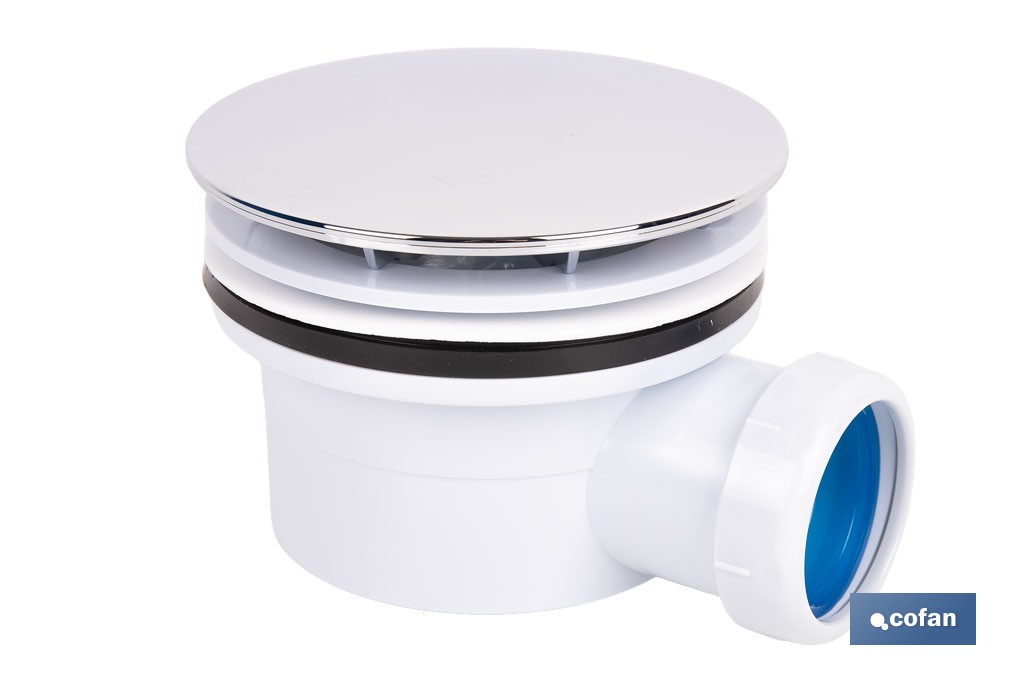 Válvula sifónica para plato de ducha | Orificio de Ø90 mm | Salida de Ø40 mm | Junta cónica reductora de Ø32 mm - Cofan