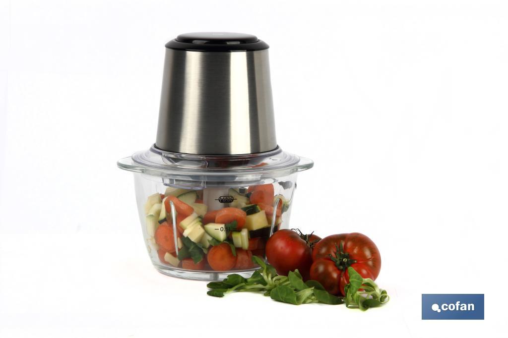 Electric food chopper | Olvera Model | Stainless steel & glass bowl | 400W | 1.2-litre capacity - Cofan