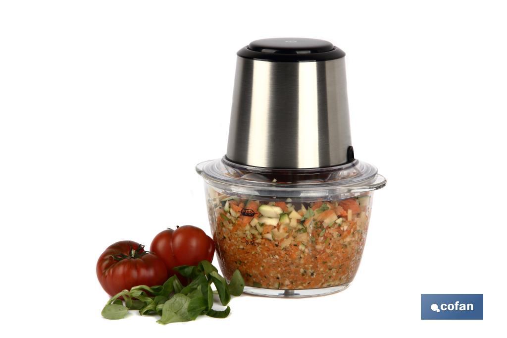 Electric food chopper | Olvera Model | Stainless steel & glass bowl | 400W | 1.2-litre capacity - Cofan