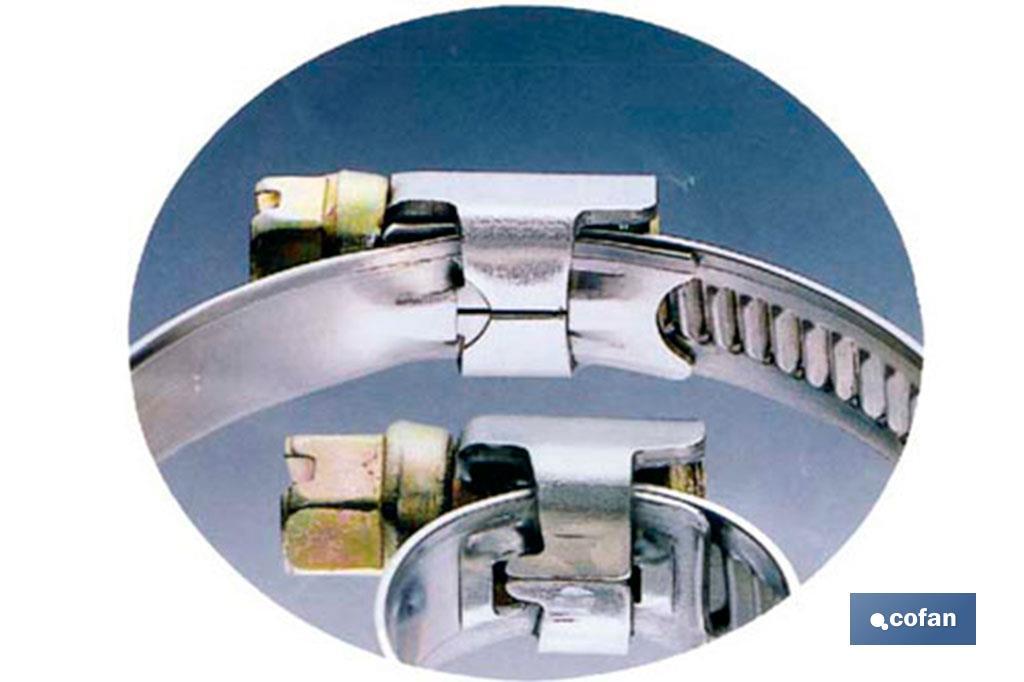 Stainless steel A-2 hose clamps. Band width 12mm - Cofan