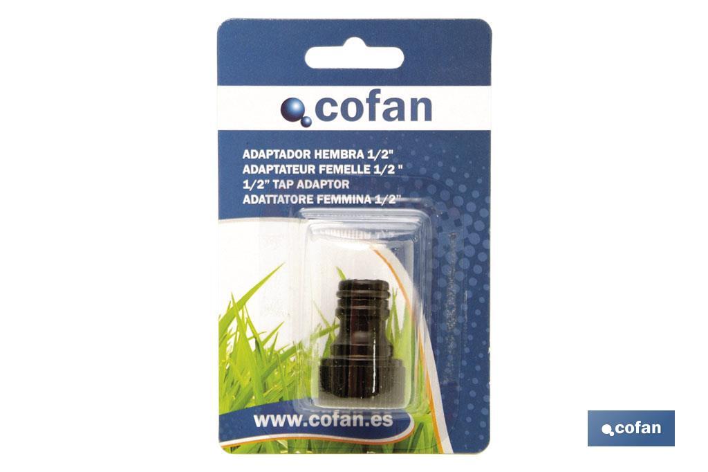 Adaptador femea de plástico | Para Mangueira de jardim | Femea de 1", 1/2" o 3/4" - Cofan