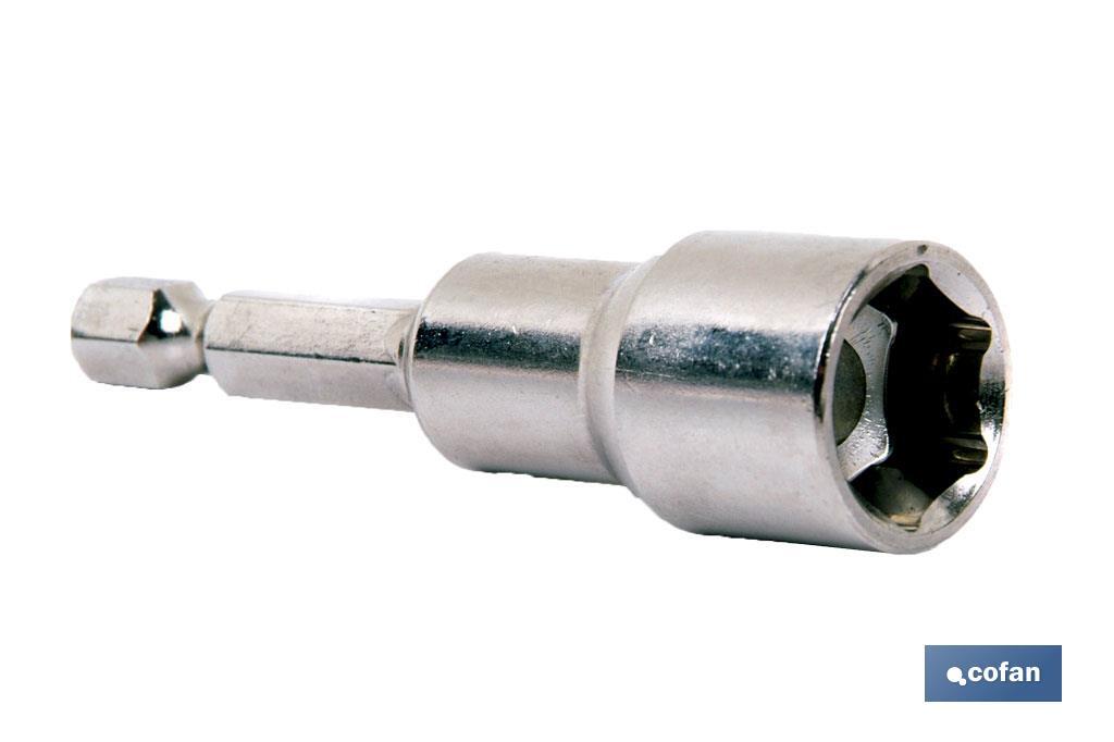 Adaptador de taladro 1/4" imantado para tornillos | Alojamiento del tornillo imantado | Medidas desde SW 5 hasta SW 13 mm - Cofan