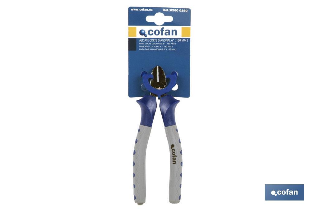 High performance diagonal pliers | Electrician pliers with ergonomic handle | Size: 160mm - Cofan