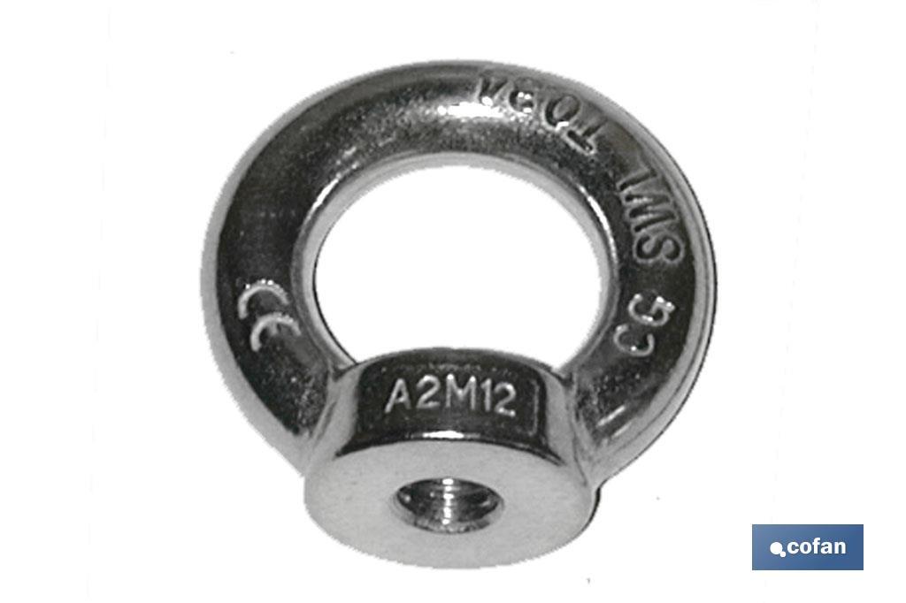 Stainless steel A2 female elevation ring DIN-582 - Cofan