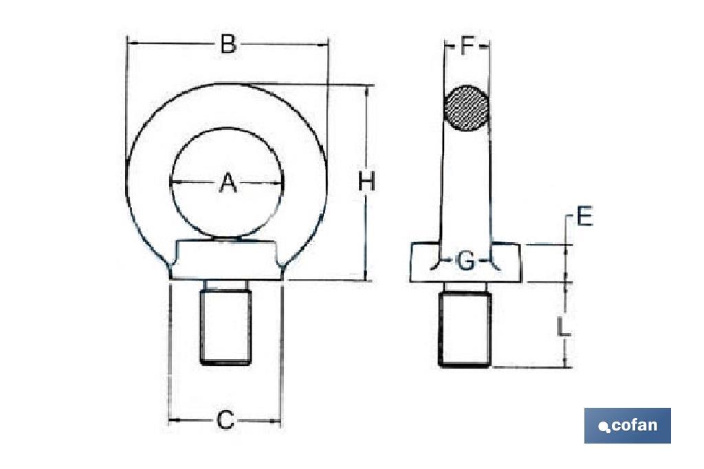 Stainless steel A2 male elevation ring DIN-583 - Cofan