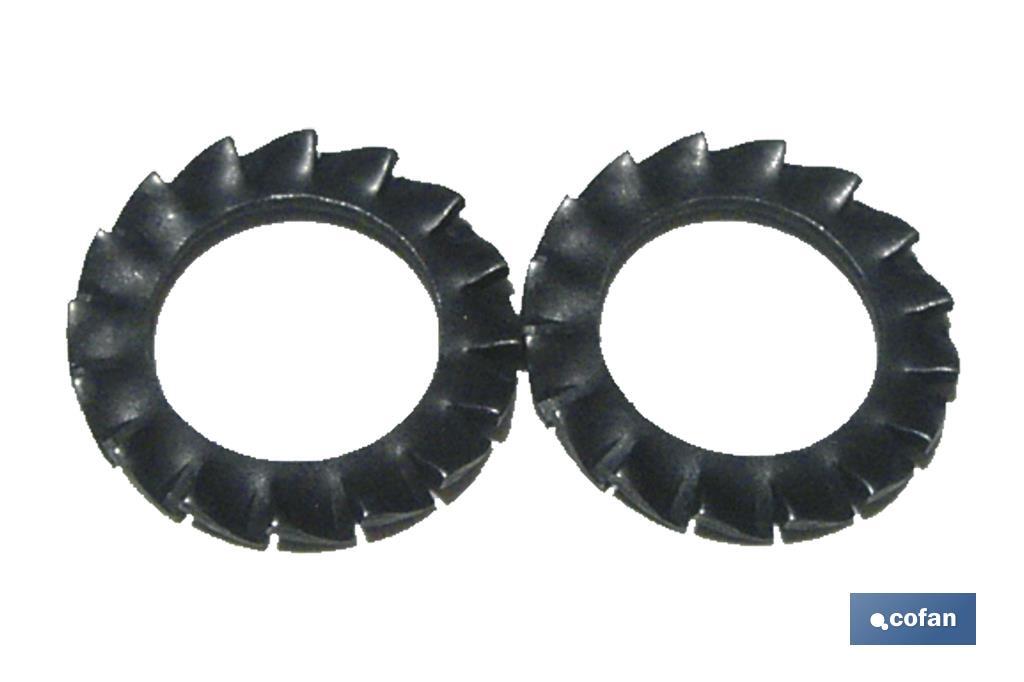 Elastic washers with external serrated teeth DIN-6798 Standard Blister - Cofan