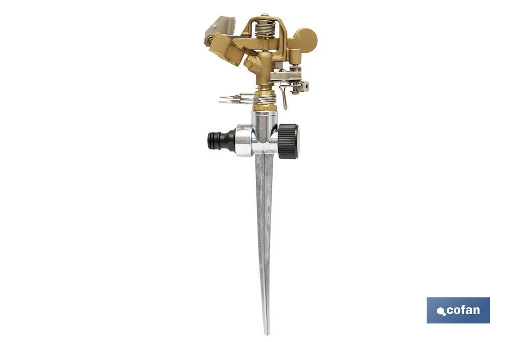 Aspersor sectorial 360º con piqueta | De metal | Para jardín y agricultura | Superficies grandes - Cofan