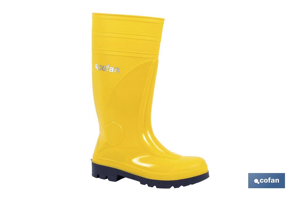 Bota de Agua| Seguridad S5 | Color Amarillo | Fabricada en PVC | Puntera y Plantilla de Acero - Cofan