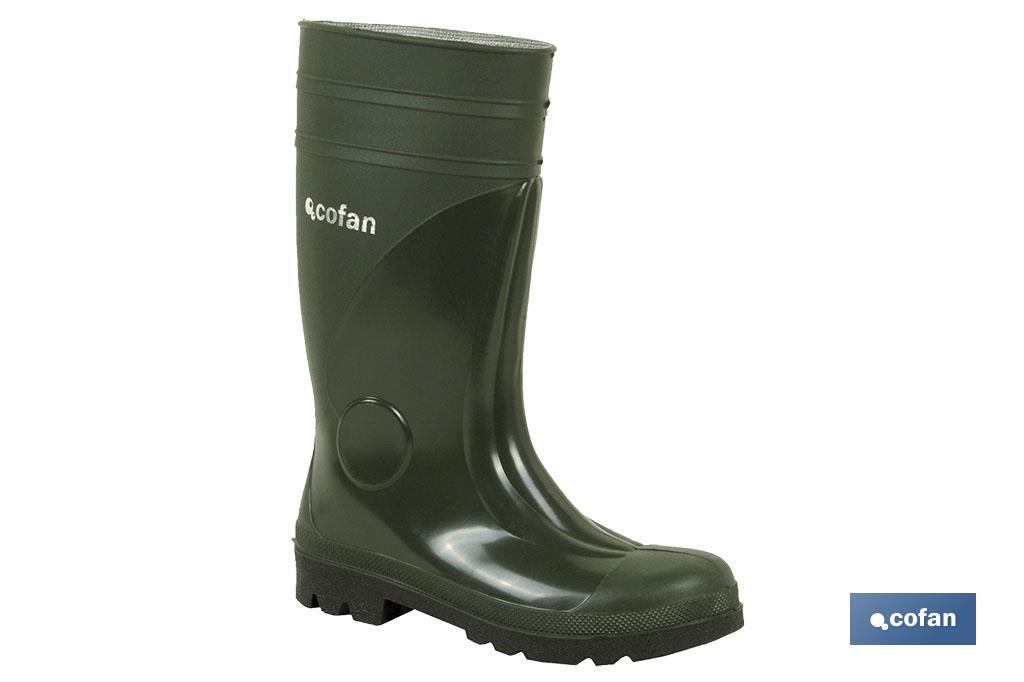 Bota de Agua | Color Verde | Seguridad S5 | Fabricada en PVC | Puntera y Plantilla de Acero - Cofan