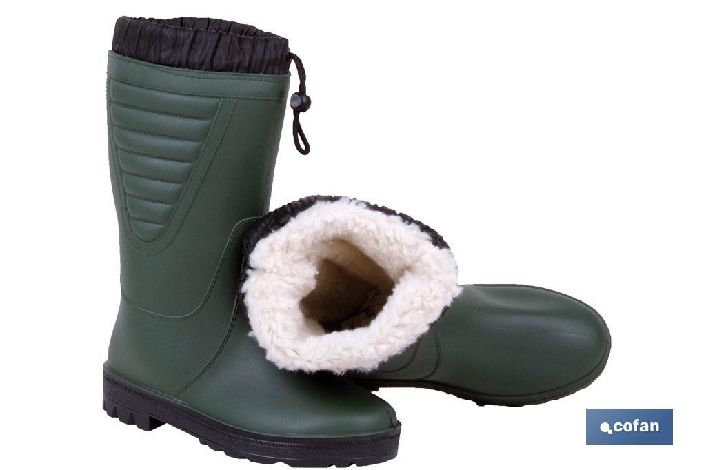 Bota de Agua | Forro Polar | Color Verde | Fabricada en PVC |