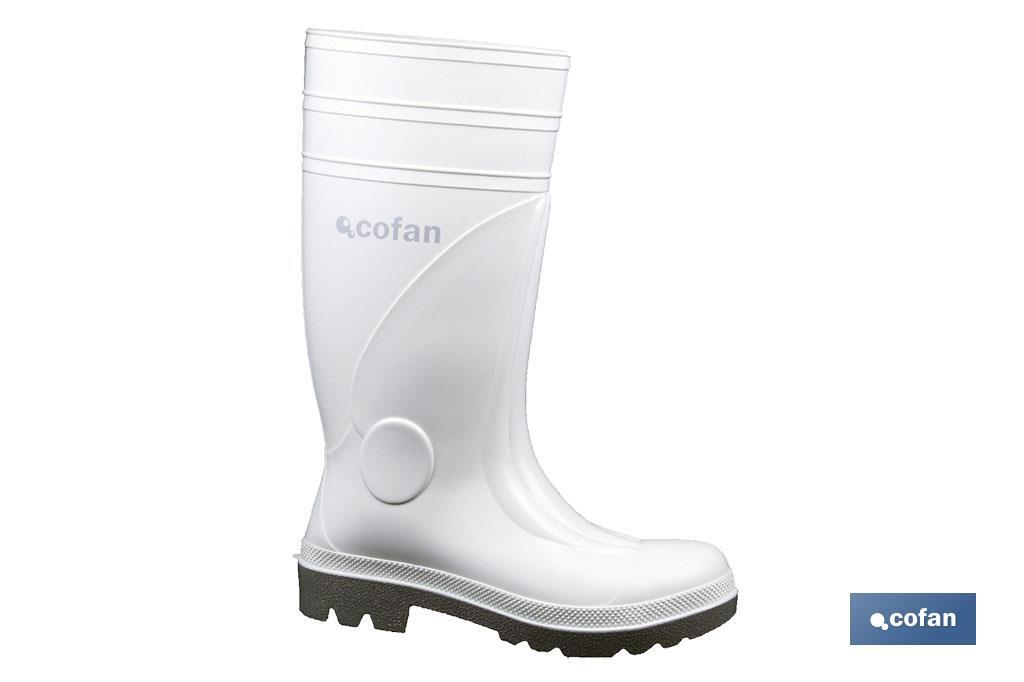 Bota de Agua | Alta de Seguridad S-4 | Color Blanco | Puntera de | Fabricada en PVC-Nitrilo | Cofan