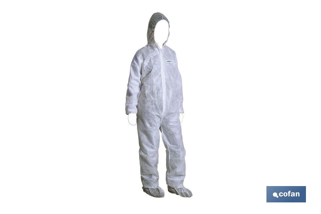 Safety coverall | White | Disposable coverall | Polypropylene | Available in various sizes - Cofan