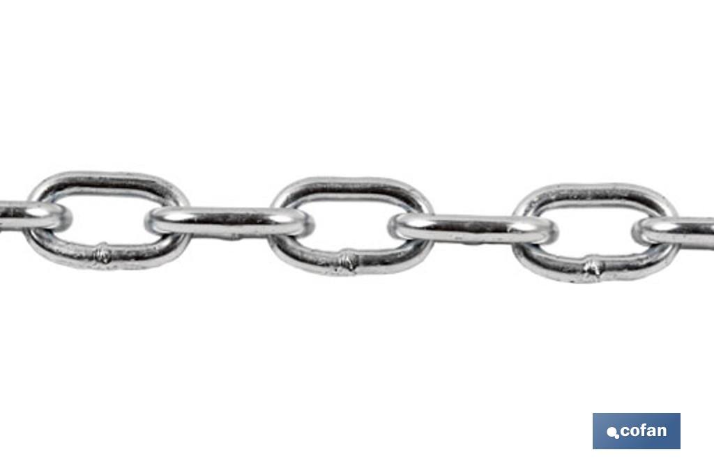 Zinc coated steel chain welded on steel DIN-766 - Cofan