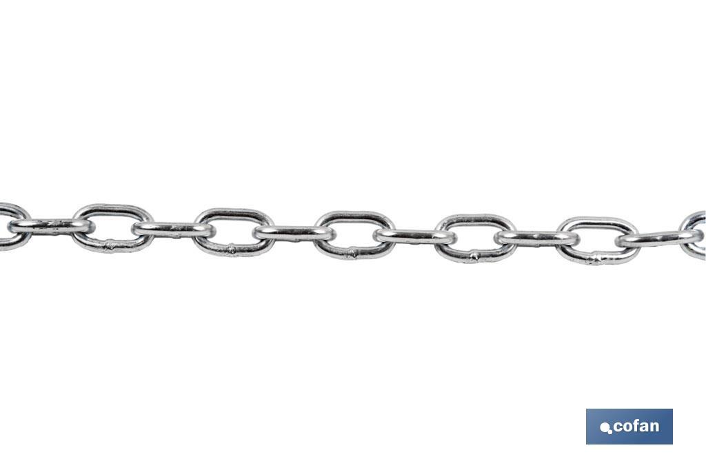 Zinc coated steel chain welded on steel DIN-766 - Cofan