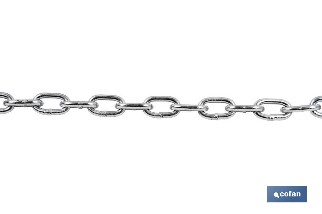 Zinc coated steel chain welded on steel DIN-766 - Cofan