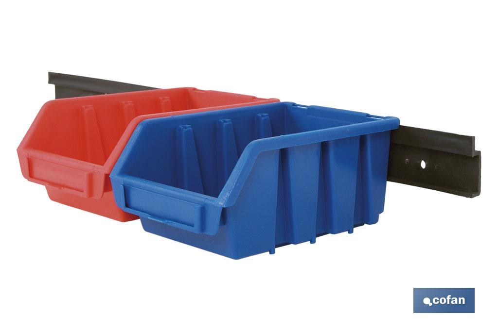 Metal holding rail for storage bins, Súper Model | Product dimensions: 495 x 40mm | Galvanised steel - Cofan