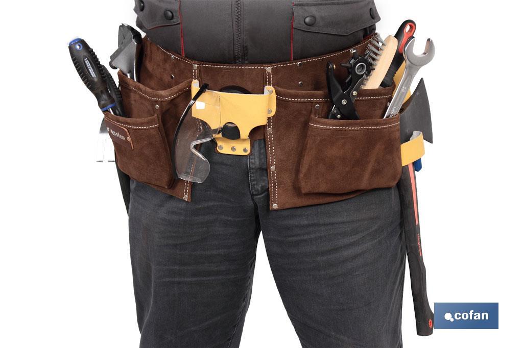 Super tool belt | Cowhide leather | It has 12 pockets - Cofan