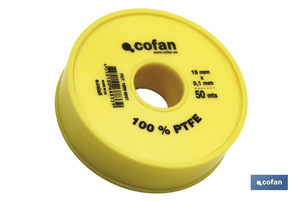 Cofan 10390037 Rollo de cinta PTFE 50 m 19 mm x 0.10 mm