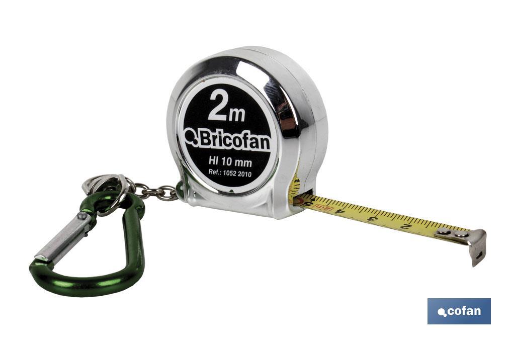 Metal tape measure | Includes a carabiner for better fastening | Tap measure of 2 metres - Cofan