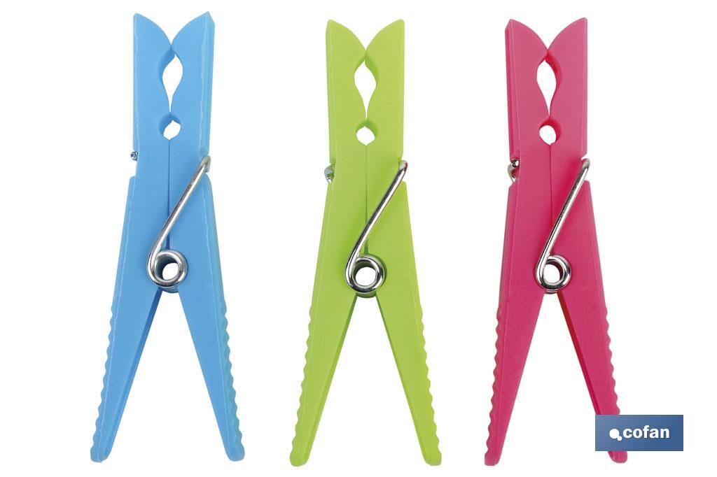 Pinzas de PVC | Pack de 24 Unidades | Primera Calidad | Medida 7 cm de Longitud | Pinzas Multiusos - Cofan