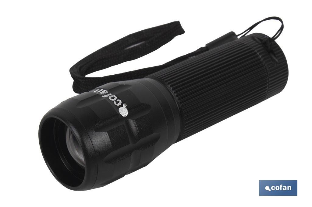 Aluminium torch, ZOOM Led, 3,7 x 12cm - Cofan