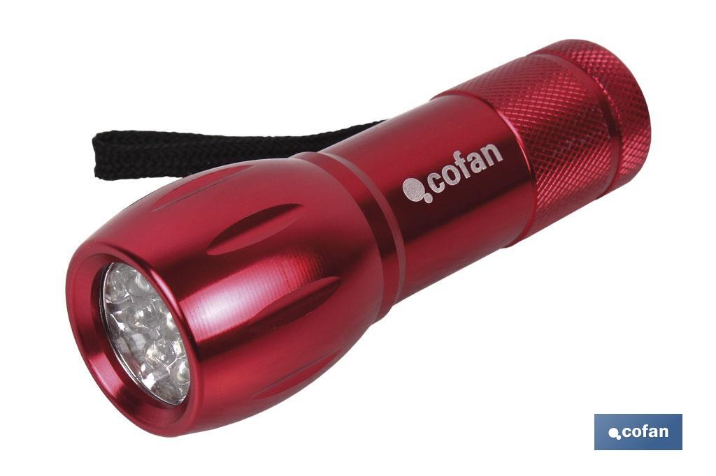 Aluminium torch, 9 Led colours - Cofan