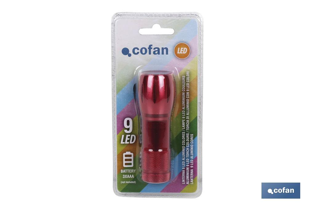 Aluminium torch, 9 Led colours - Cofan