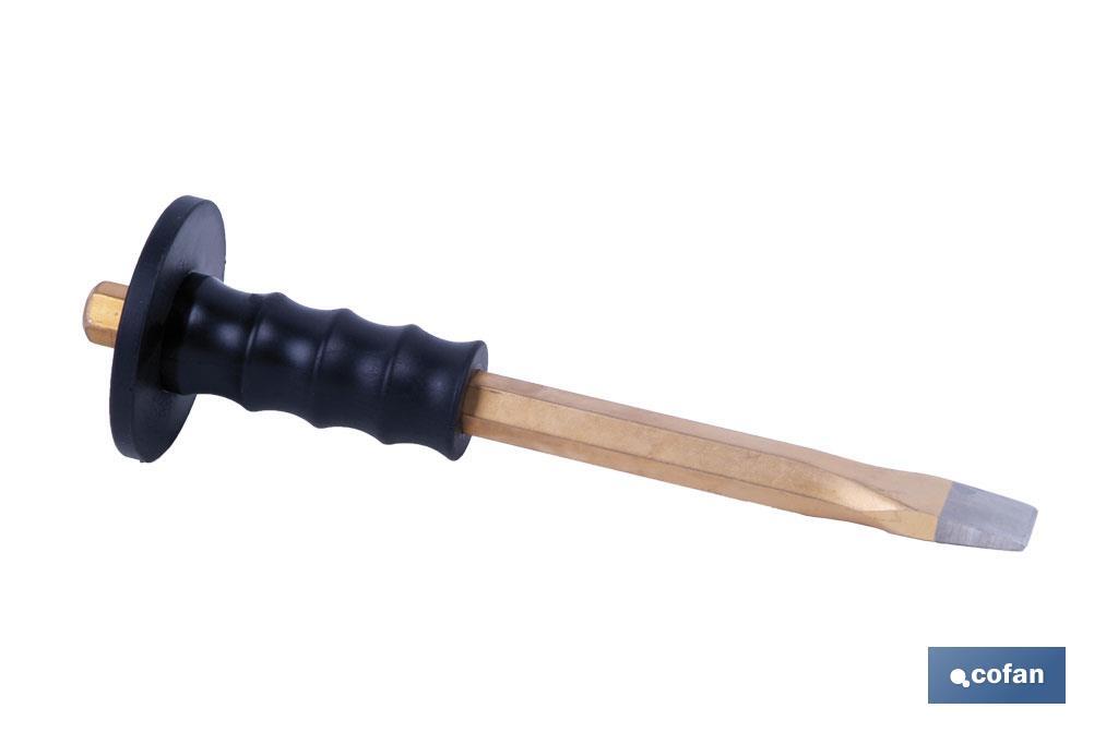 Flat chisel with hex shank | With protective handle | Available in various sizes | Steel - Cofan