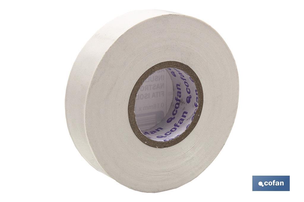 Insulating tape 180 microns | White | Resistant to voltage, heat and different acids and alkaline materials - Cofan