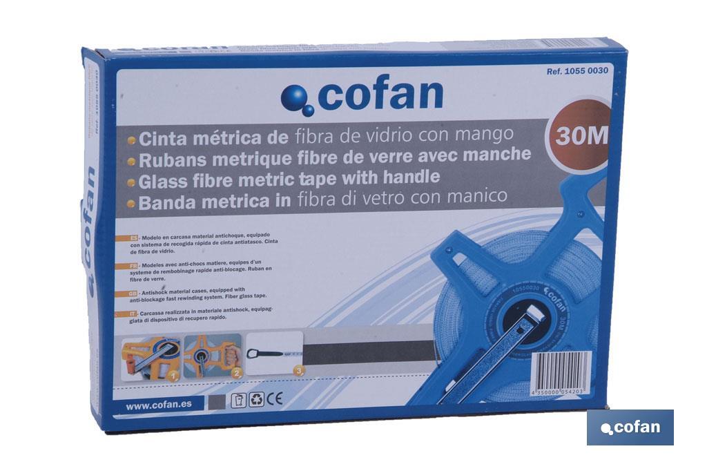 Cinta métrica fibra de vidrio con mango - Cofan