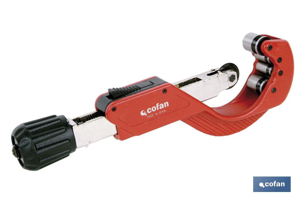 Pipe cutter with 4 rollers | Suitable for plastic pipes | Diameter: 6-67mm | Instant Change System (ICS) - Cofan