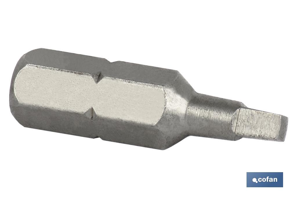 Punta Cuadrada para atornillador de Acero | Modelo 1/4" Robertson Estándar | Longitud 25 y 50 mm - Cofan