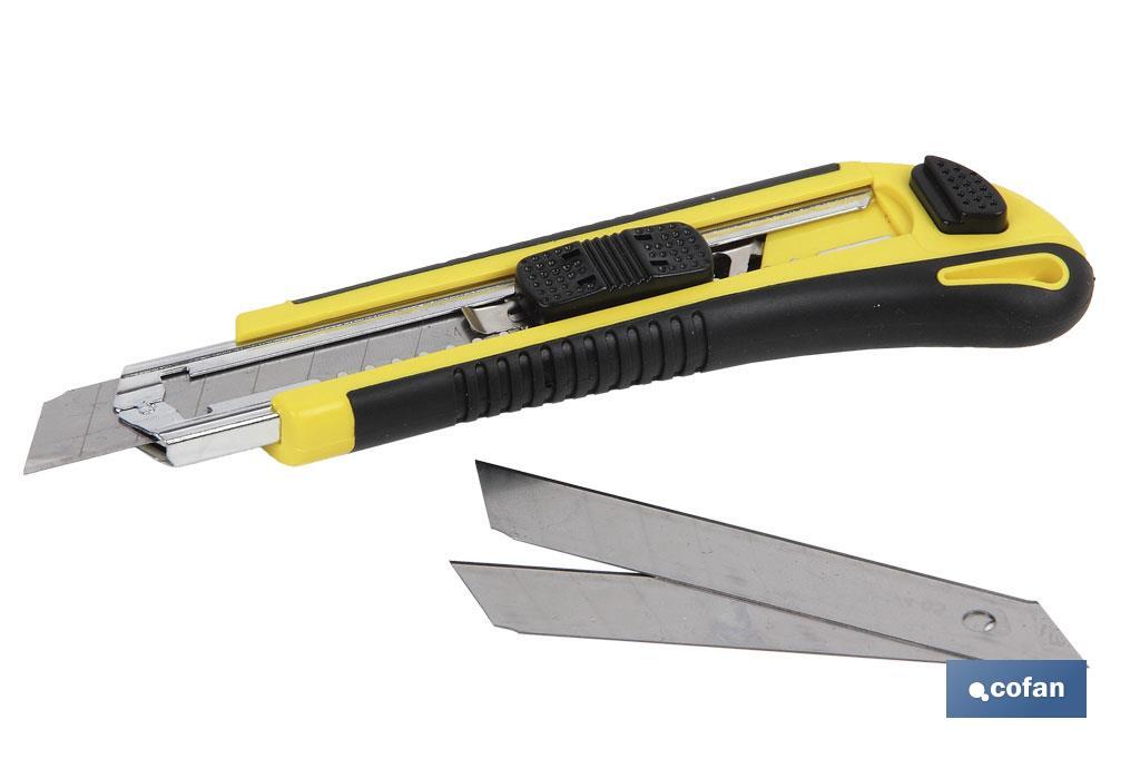 Utility knife with interchangeable blades | Includes spare blades | Blade size: 18mm - Cofan