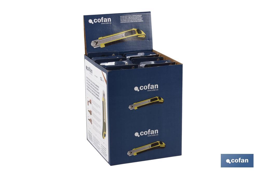 Utility knife with interchangeable blades | Includes spare blades | Blade size: 18mm - Cofan