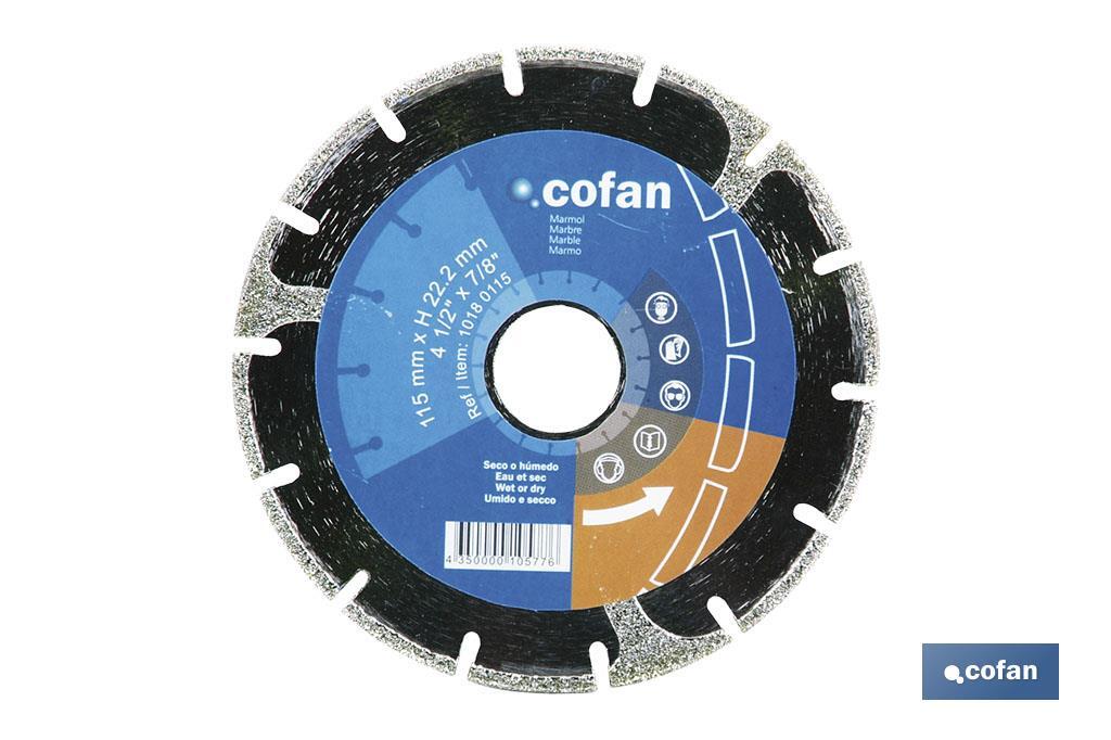 Disques de Diamant "Spécial Marbre" - Cofan