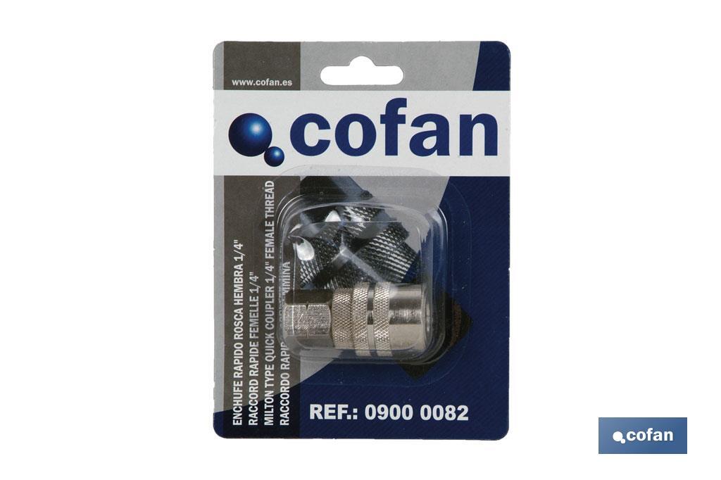 Raccord rapide filetage femelle 1/2" | Coupleur Femelle avec filetage femelle BSP 1/2" pour les installations pneumatiques - Cofan