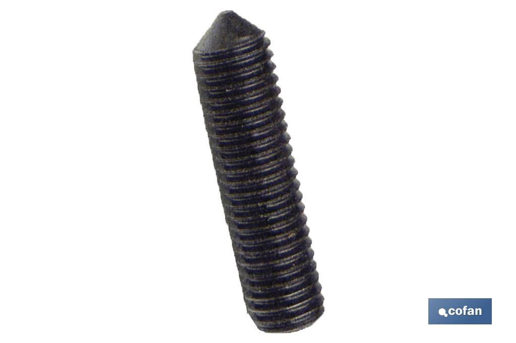 Hex threaded stud. Black conical tip - Cofan